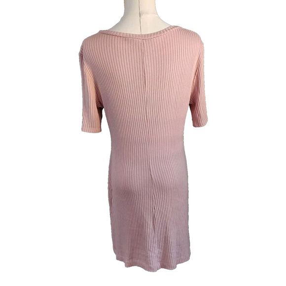 Reformation Pink Gigi Dress Ribbed T Shirt Dress Mini Dress Blush Large - Picture 3 of 5